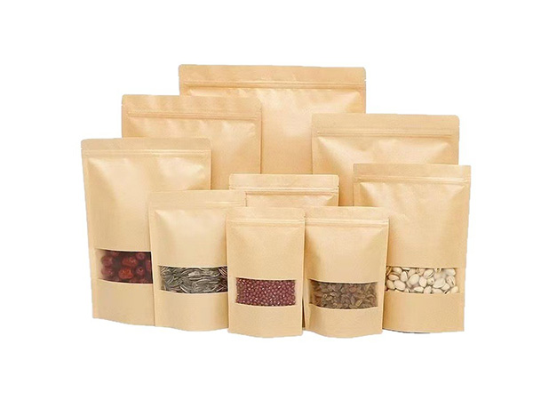 Frosted Windowed Self-Standing Kraft Paper Bag